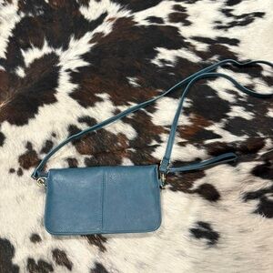 Elegant Blue Leather Crossbody Bag (brand new)
